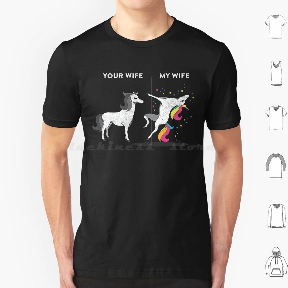 T-shirt Licorne 'Votre femme contre ma femme' Grande taille 100% Coton Cheval Licorne Pole Dancing Vous Moi Étoiles Scintillantes Estime de soi Danseur