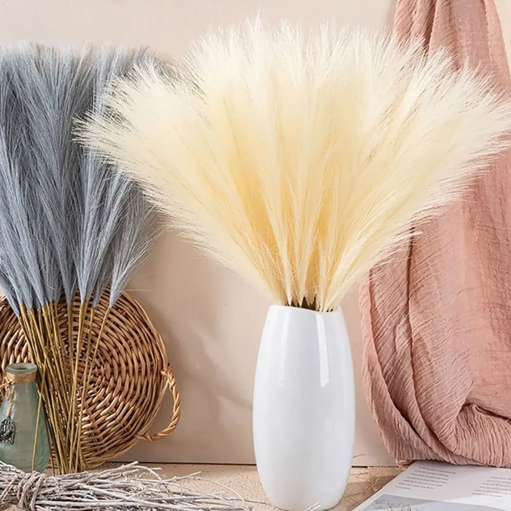 10PCS/Set Home Decor Fluffy Pampas Grass DIY 55CM Fake Plant Reed Flower Arrangement Artificial Flower Christmas Festival Decor