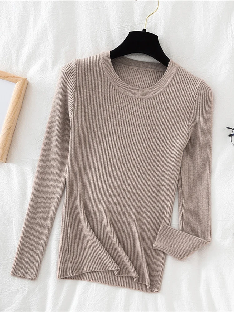 2024 New Women Sweater Autumn Winter Long Sleeve Pullover Basic Top Fashion O-neck Elastic Female Winter Solid Knitted Jumper