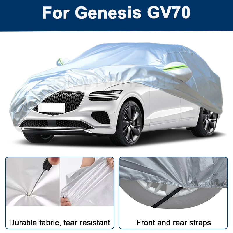 

Outdoor Full Car Cover For Genesis GV70 with Reflective Strips Waterproof Snowproof Dustproof UV Protection Auto Accessories