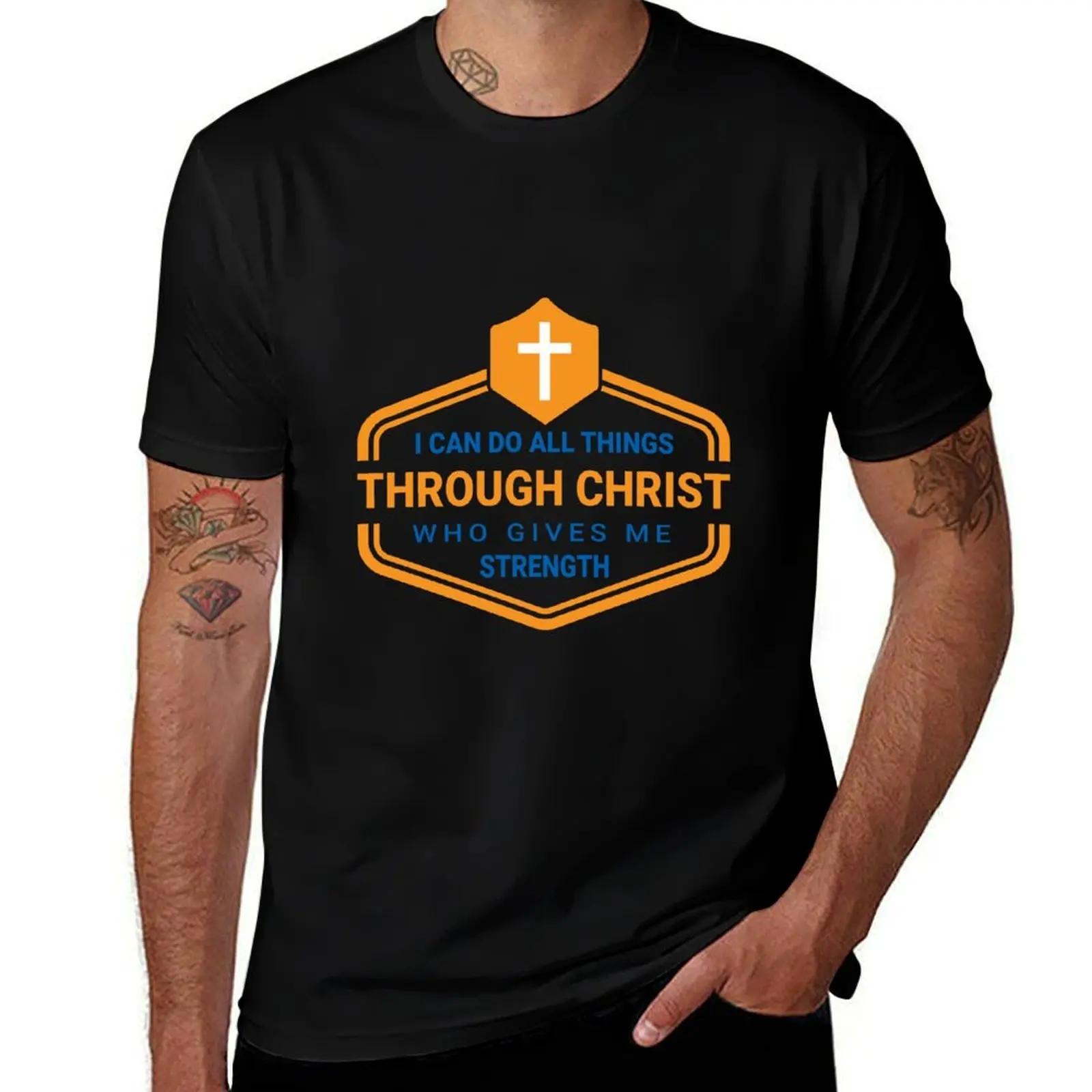 

I Can Do All Things Through Christ – Bible Verse Christian Shirt & Sticker T-Shirt blue lock fruit of the loom mens t shirts