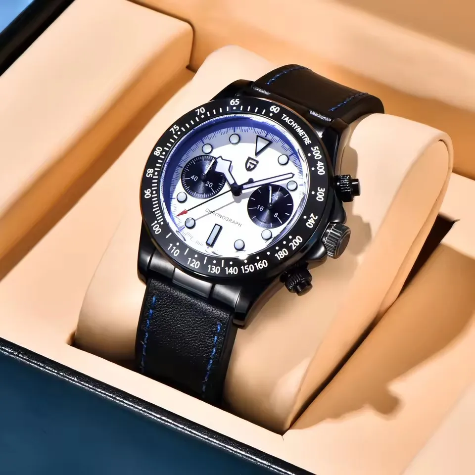 PAGANI DESIGN 2026 New BB Panda Retro Quartz Watch AR Sapphire 500 Speedometer Chronograph 316L All Steel Waterproof Men watch