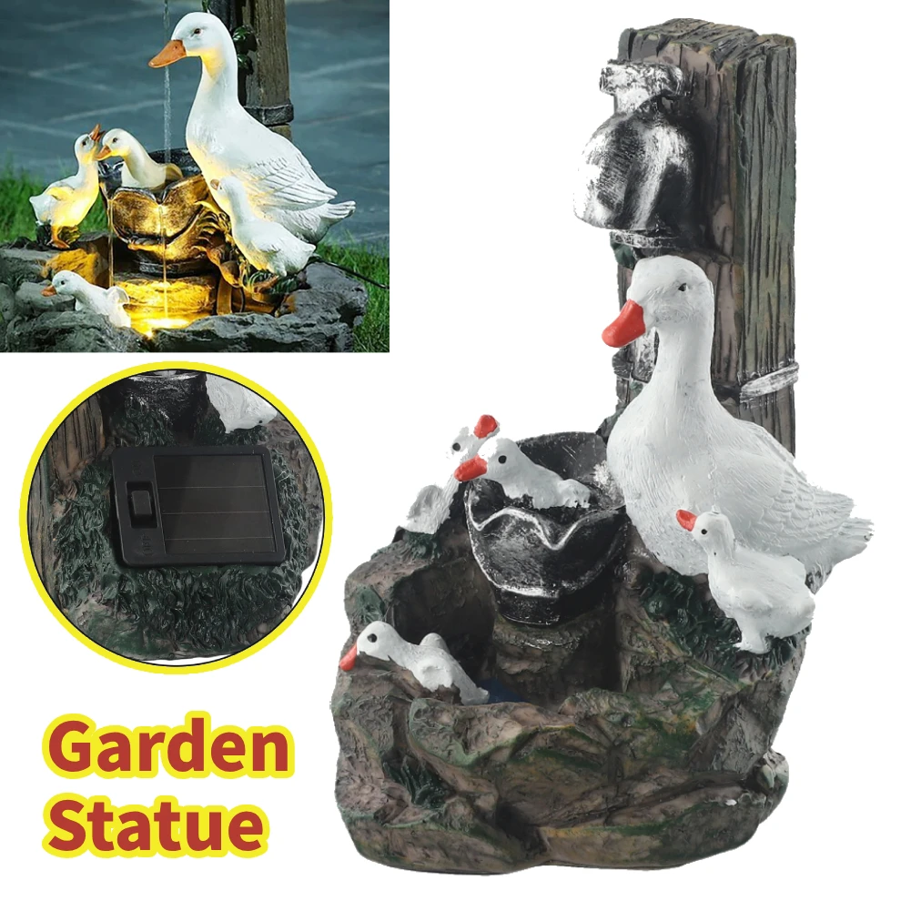 

Animal Statue Solar Powered Realistic Duck Garden Sculpture Multi-functional Outdoor Garden Decoration Yard Ornaments