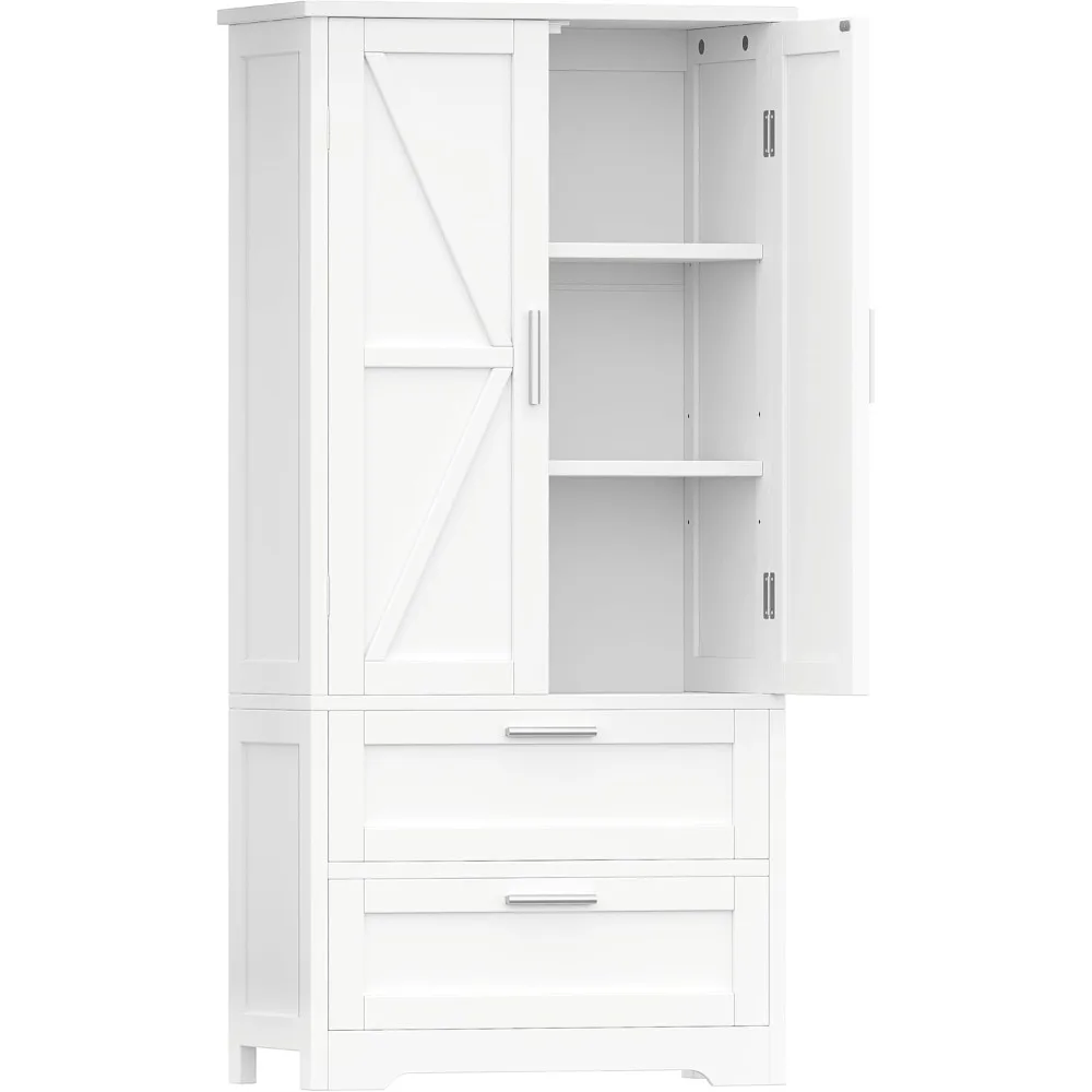 

50.4" H Bathroom Storage Cabinet, Modern Floor Cabinet with Adjustable Shelf, Small Pantry with 2 Doors & Drawers, Storage Cabin