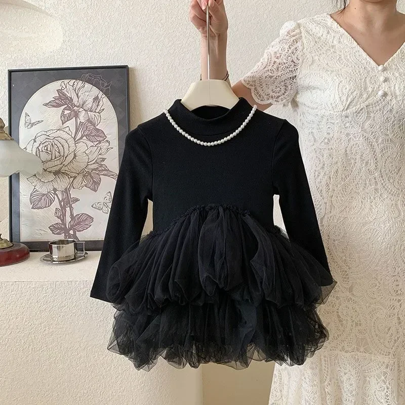 

Весенне-осеннее платье для девочек, детское пышное платье принцессы для детей от 18 до 8 лет, детская корейская одежда с длинными рукавами