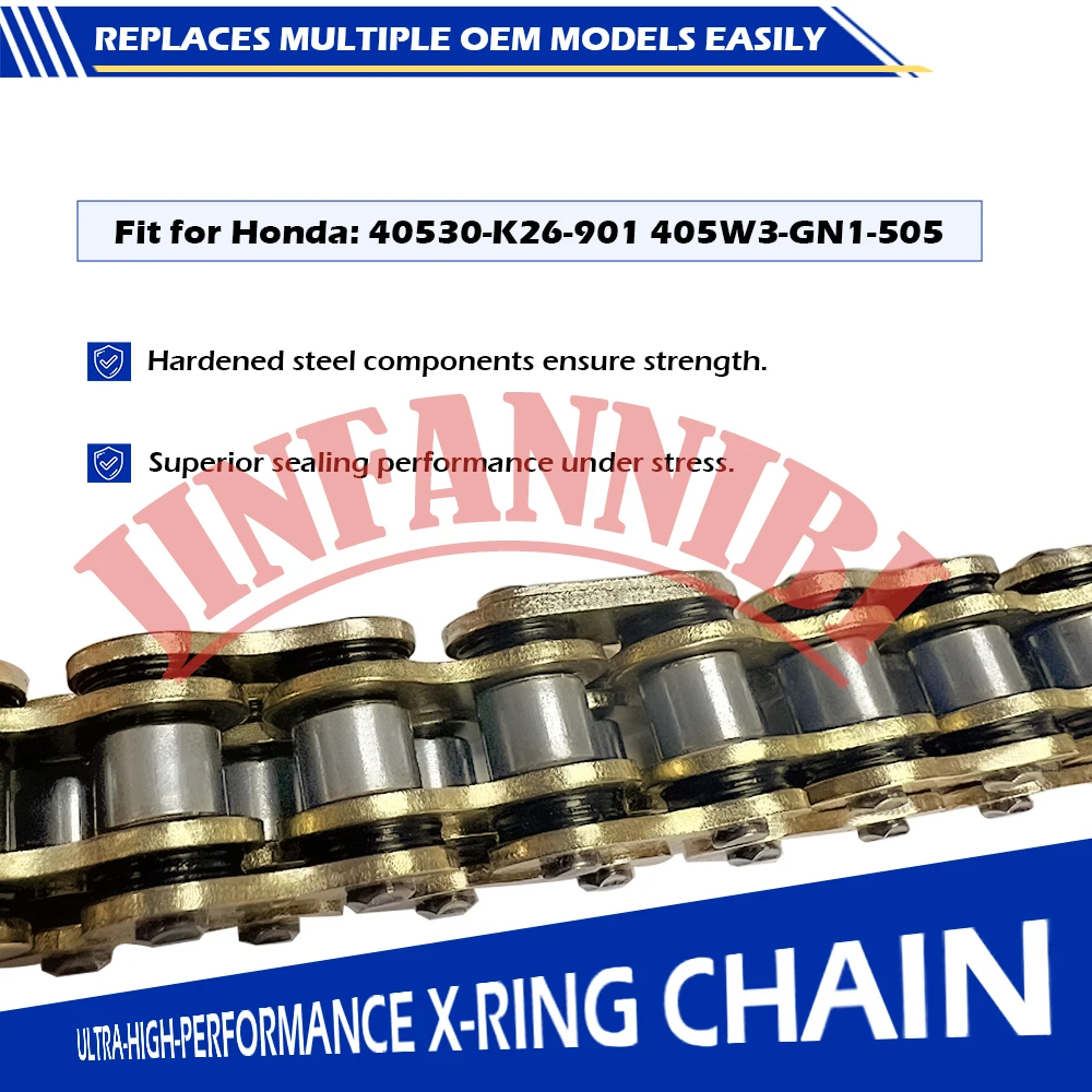 Gold 420 X-Ring Chain 106 Link & Connecting Master Link For Honda Grom 125 2014-2017 2018 2019 2020