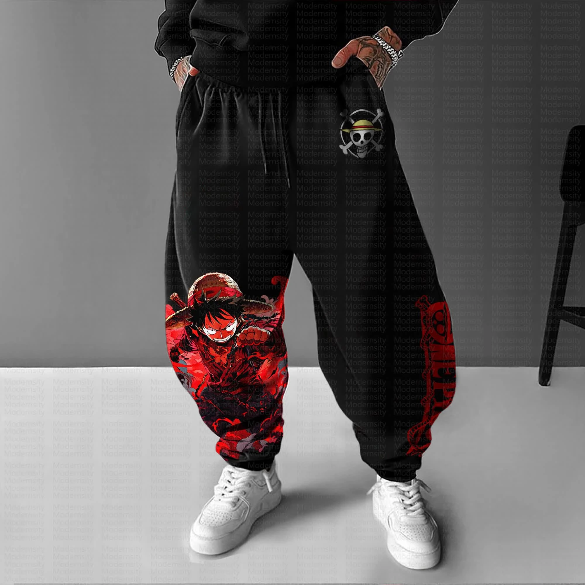 

ONE PIECE Luffy Battle Print Jogger Pants Black Harem Style Unisex Loose Fit Sweatpants Men Women Autumn Winter Casual