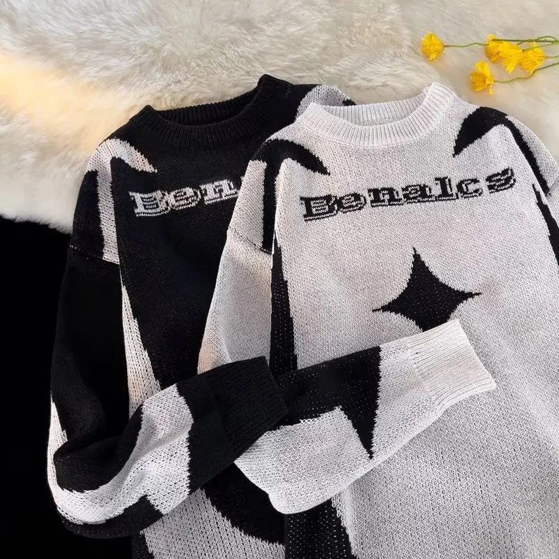 

Свободный мужской вязаный свитер в японском стиле, повседневный, осенне-зимний, больших размеров, 36 Pou, для пар, трендовый