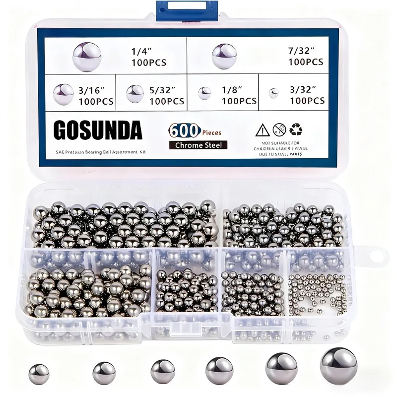 600 PCS Combination set steel balls 304 stainless steel precision balls 2.385-6.35mm Bicycle bearingsteel balls