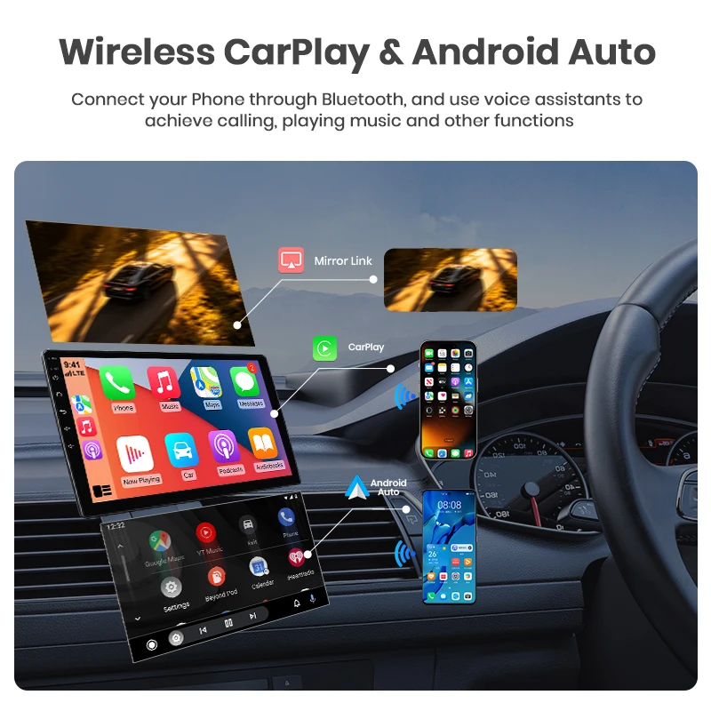 AWESAFE Radio Android de 9 pulgadas para VW Volkswagen Polo Mk4 IV 2001-2009, CarPlay inalámbrico y Android Auto, navegación GPS, soporte multimedia, control del volante, amplificador de subwoofer, cámara trasera, Plug and Play, DAB+, autorradio digital, radio de coche 2 DIN, estéreo RDS BT 3