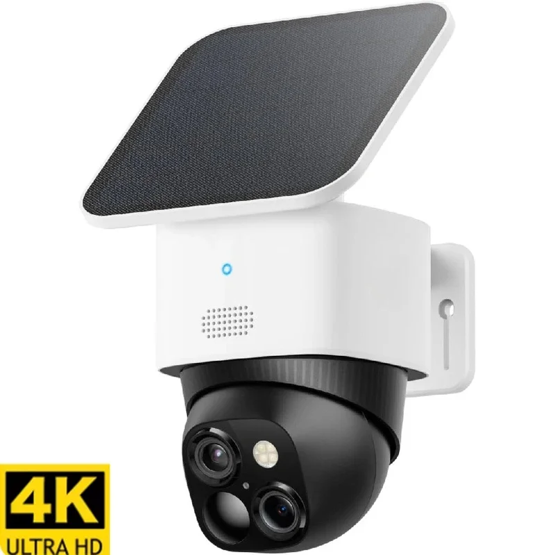 New 4K Dual‑Lens Solar Security Camera, Wireless Outdoor Home Surveillance Cam, Pan & Tilt, 360° Full Coverage, No Blind Spots