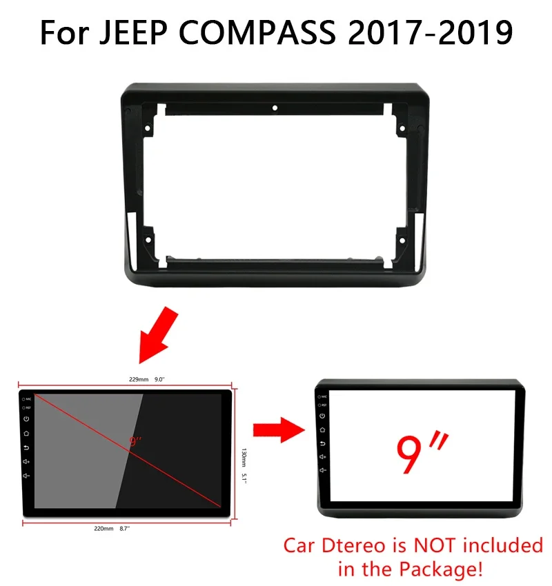 9inch Car radio Frame Fascia For Jeep Grand Cherokee 2014-2020 big screen 2 Din android Car Radio Fascia Frame