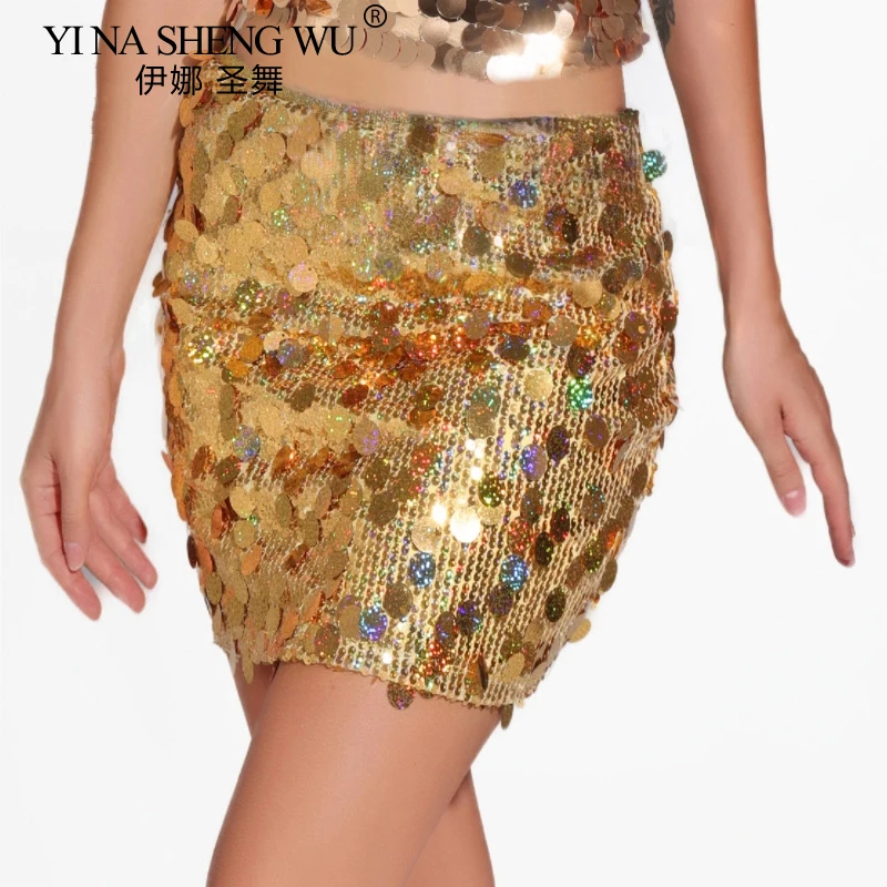 

Женская однотонная сумка с блестками, хип-юбка, юбка для джазового танца, танца живота, сценическая юбка, сексуальная блестящая эластичная плотная юбка для бара