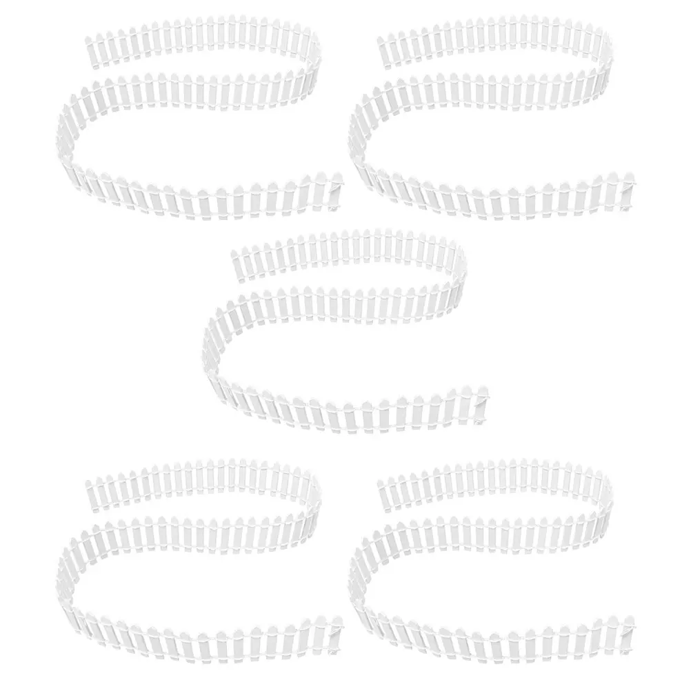 

5pcs Miniature Garden Elegant White Picket Fence Edging Decorative Plastic Fairy Fence Landscape Fencing Micro Garden Border