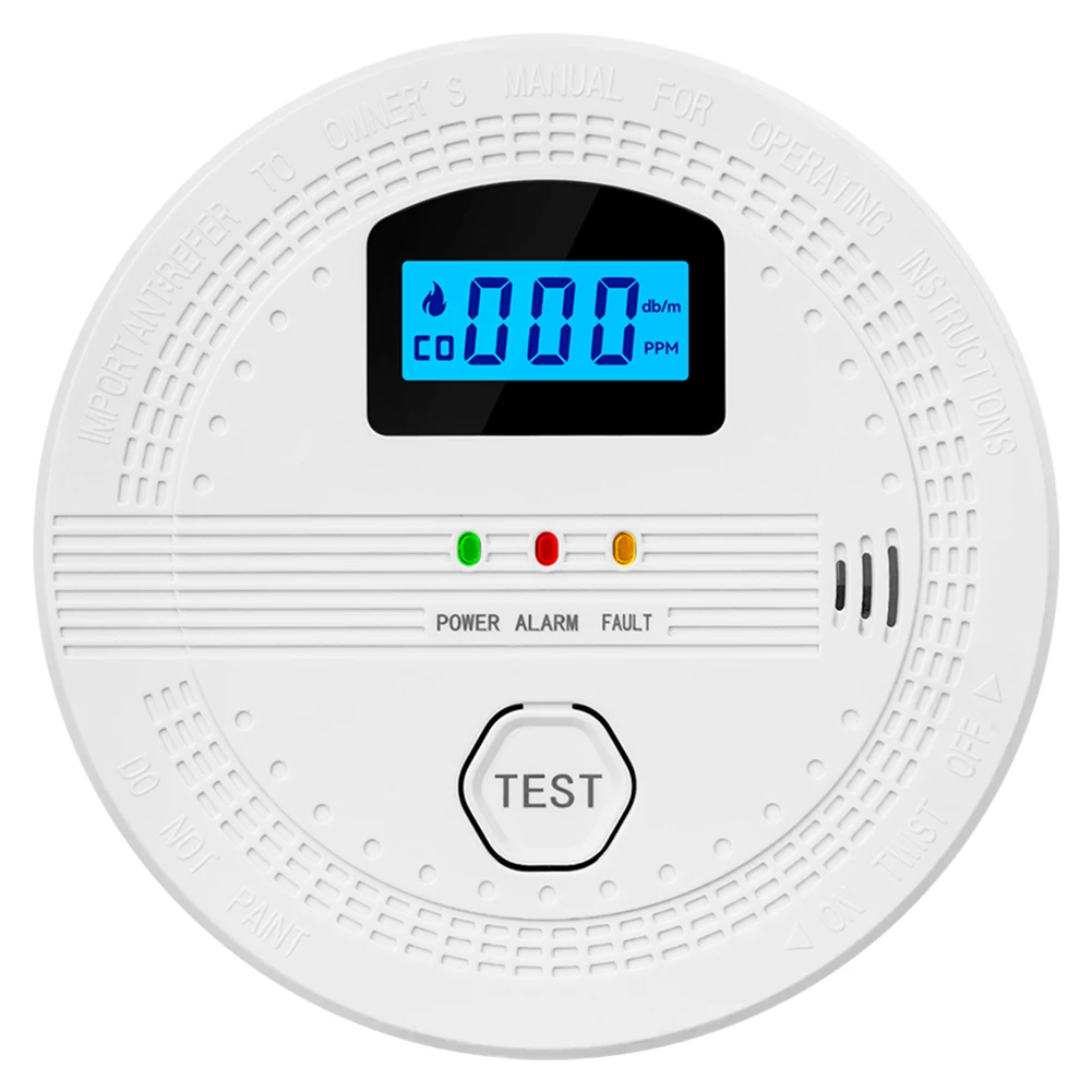 2 In 1 CO and Smoke Detector LCD Digital Display Portable Fire Co Alarm Battery Powered Portable CO Detector for Home Warehouse