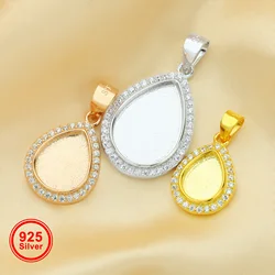 1Pcs Pear Pendant Bezel for Mother Milk Cabochon Solid 925 Sterling Silver Charm Settings DIY Supplies 1431069