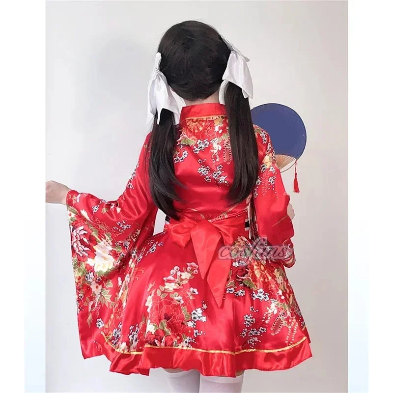 

CyJapanese Traditional Kimono Robes Girls Kawaii Floral Printed Yukata Suit Lovely Lolita Dress Haori Women Anime Cosplay Costum