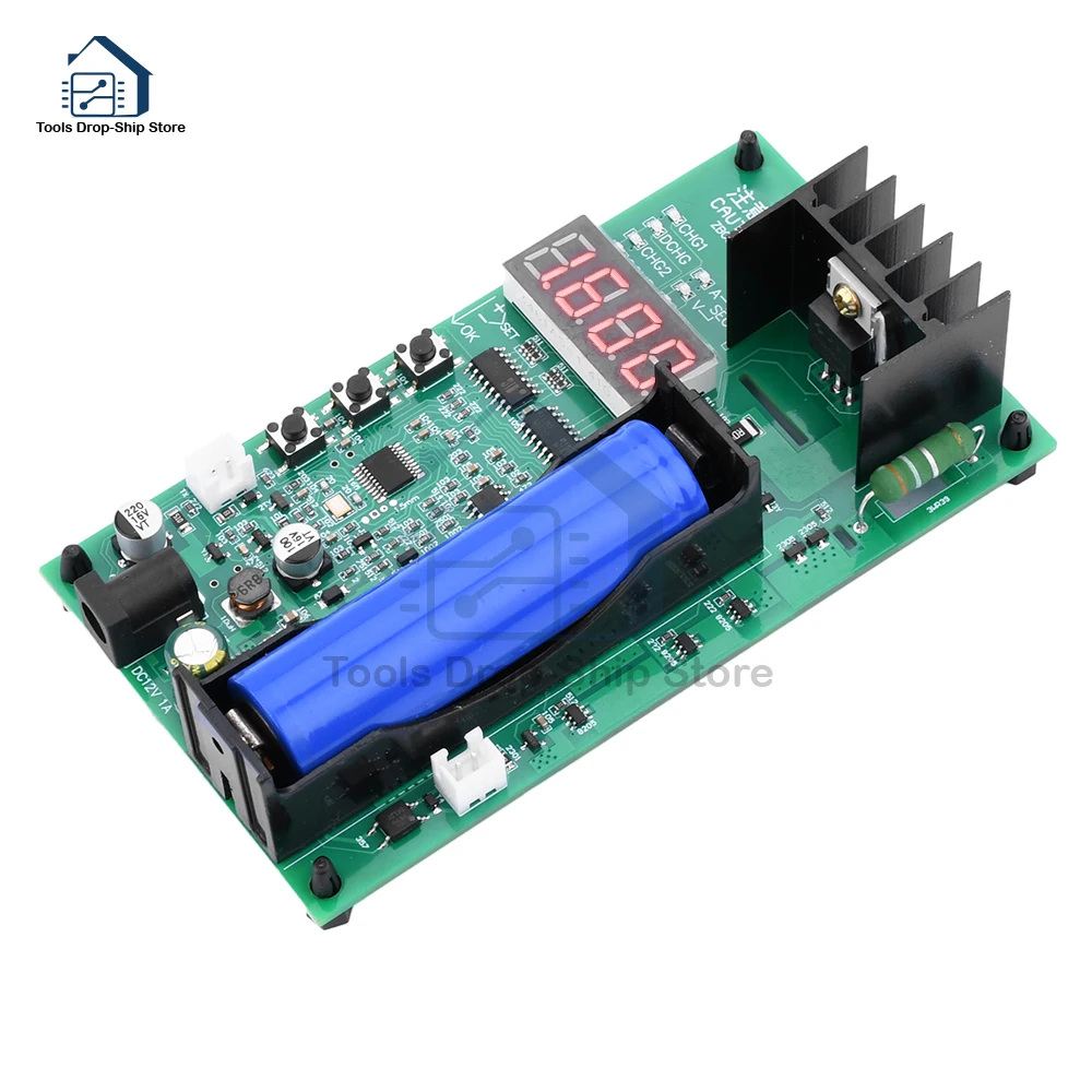 DC 12V 1A 18650 Li-ion Battery Electronic Load Tester Battery Capacity Digital Battery Power Detector Module Internal Resistance