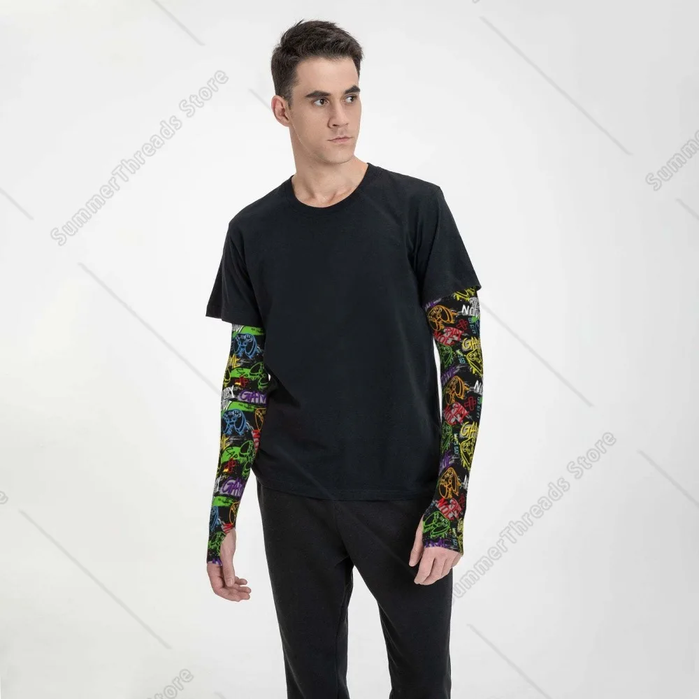 จอยสติ๊กเกม Cooling Sleeves สําหรับผู้หญิง ปลอกแขน ปลอกป้องกันแสงแดด UV เพื่อปกปิดด้วยซิลิโคนกันลื่น