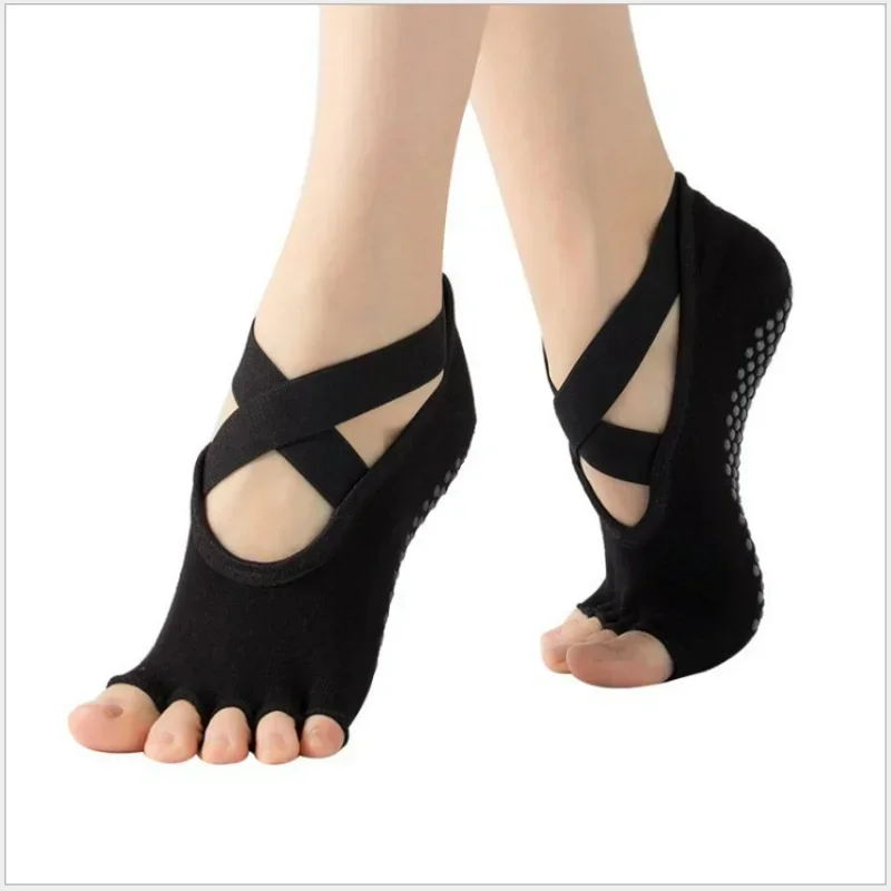 Calcetines de Yoga antideslizantes para mujer, medias de baile tejidas con punta dispensadora de Terry, cabeza redonda, transpirables, deportivas, Pilates