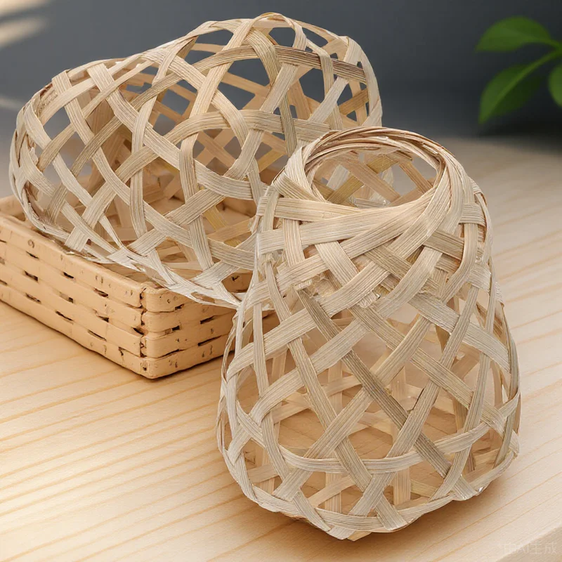 

2Pcs Bamboo Lamp Shade Eco Friendly for Kitchen Hallway Club Bar Table Floor Pendant Light Decor Cover Bamboo Lamp Cage