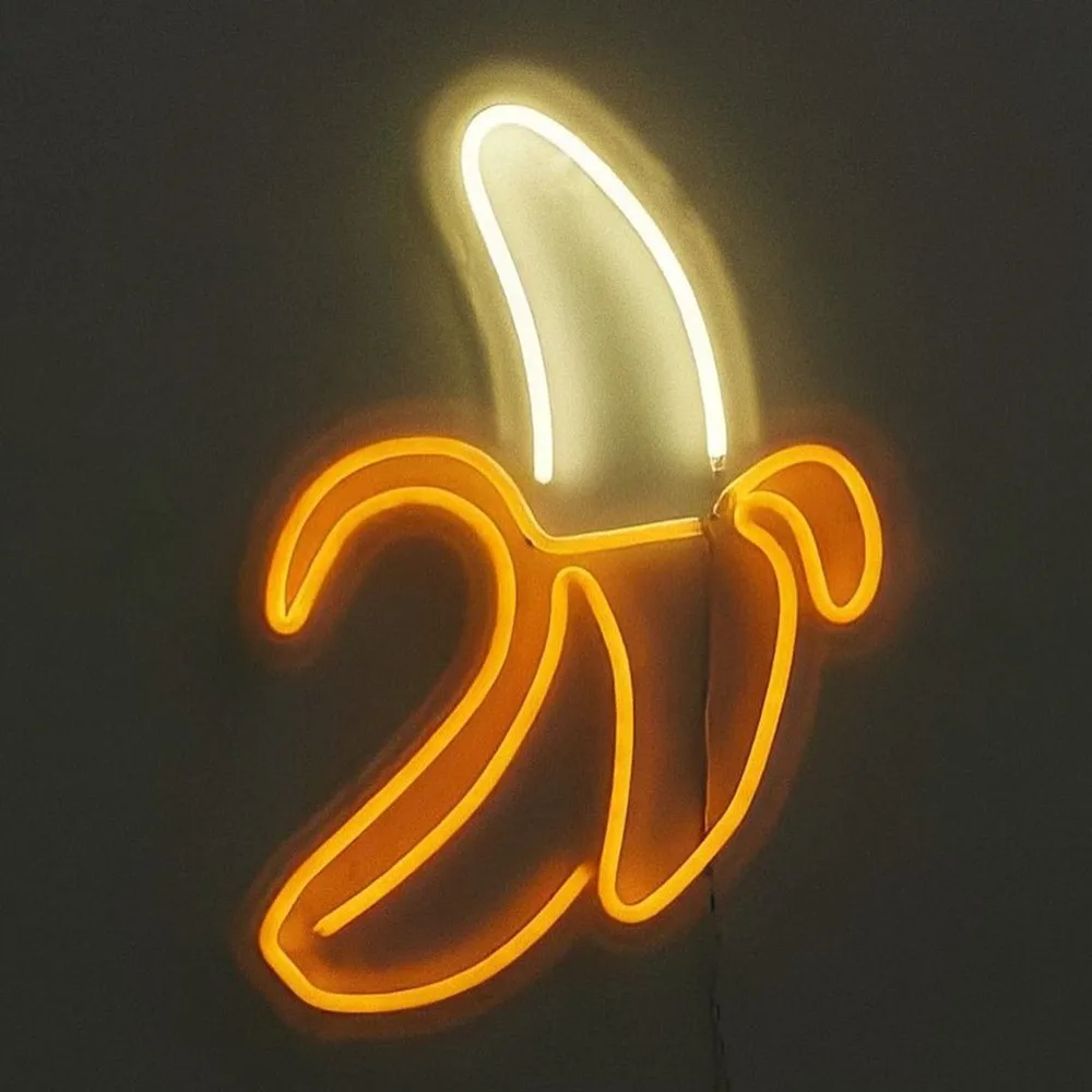 LED Neon Signs for Room Wall Hanging, Banana Shape Neon Lights, Visual Art Decoration for Bedroom, Game, Party, Club Room Decor