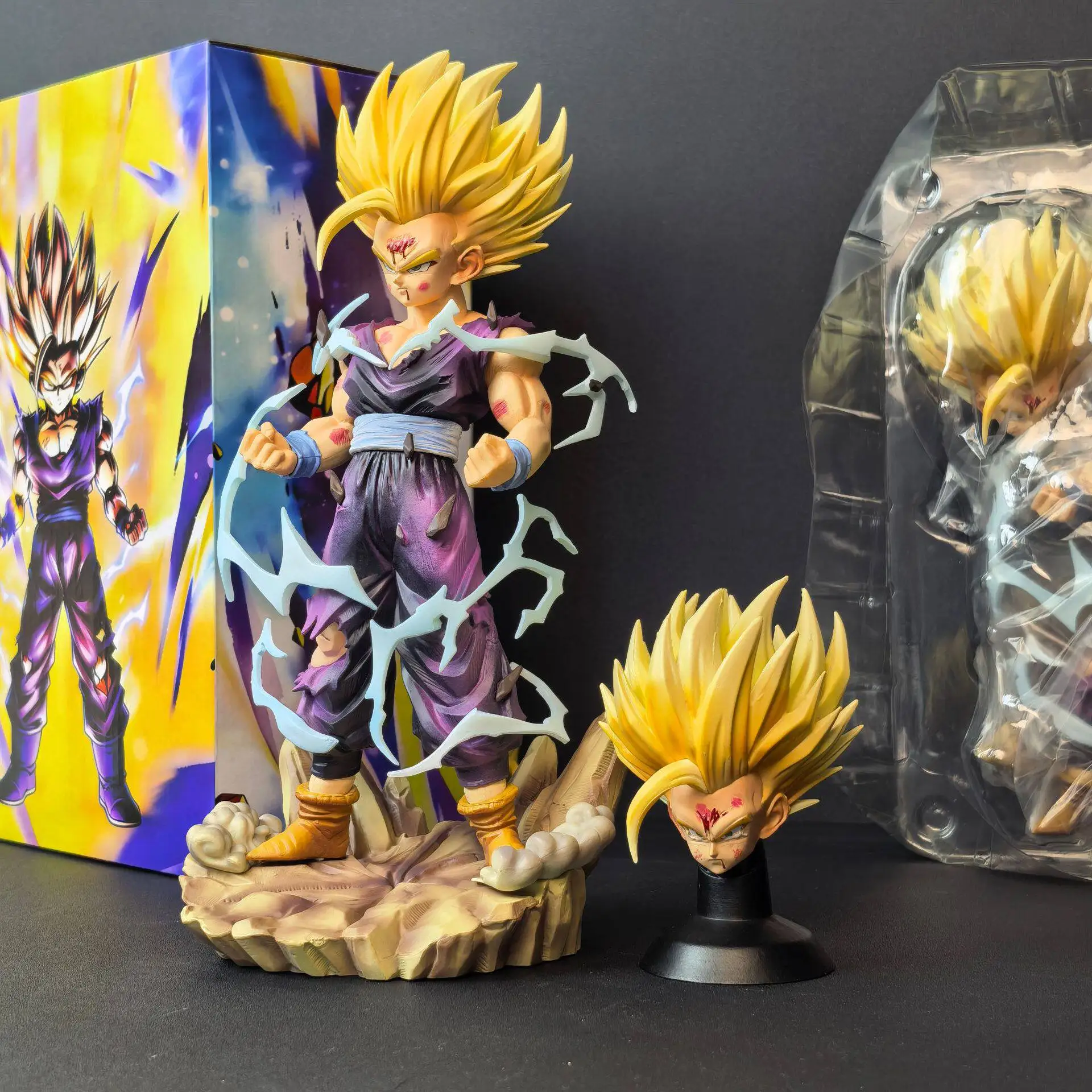 

Фигурка Сон Гохана из Dragon Ball Z, 28 см/11,42 дюйма, со сменными головами, Супер Сайян, ПВХ, коллекционная модель, игрушка, подарок