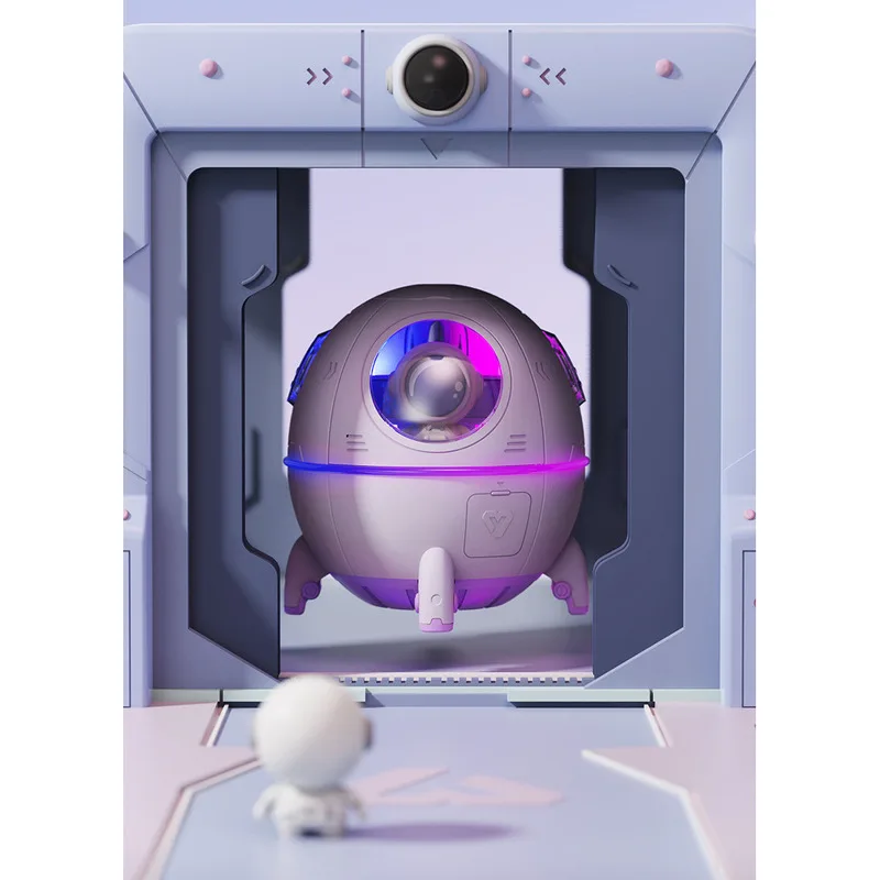 Astronaut Space Humidifier Creative Colorful Light Large Mist Output for Car Desktop Home Space Capsule Humidifier