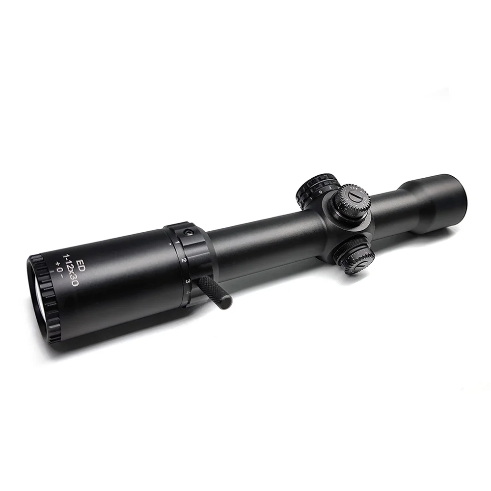 1-12x30 ED SFP Optics Reticle Optical Scope with 1.38in Tube AOE Red and Green Illuminated Scope for shooting