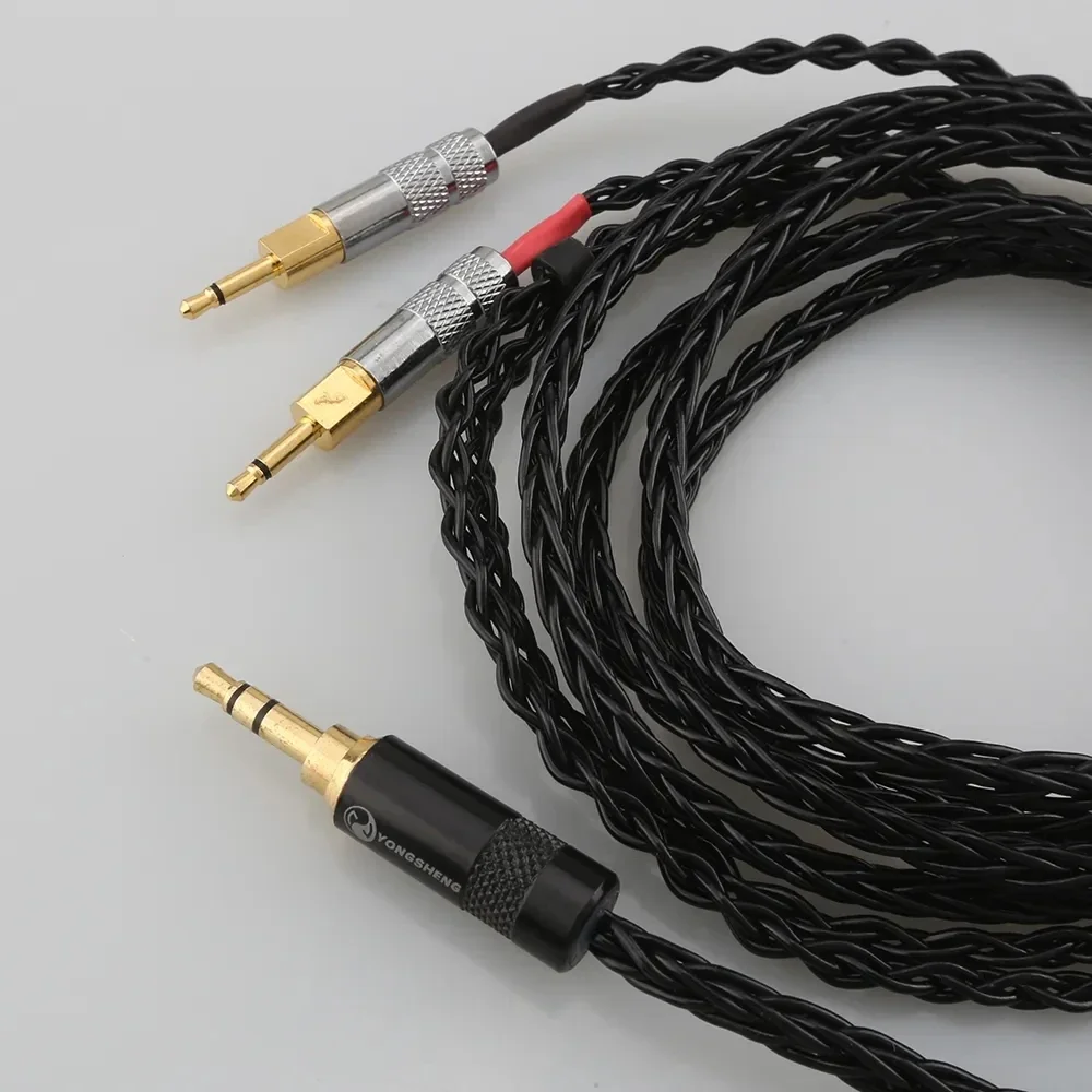 Cable de Audio de equilibrio mejorado de 4,4mm/2,5mm para auriculares Sennheise HD700, 8 unidades, línea plateada chapada en cobre y cristal único