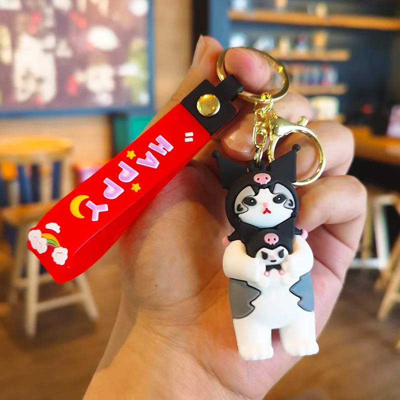 Mofusand X Sanrio Shark Cat Cos Sanrio พวงกุญแจ Kuromi Cinnamoroll ตัวเลขตัวละครของเล่นเครื่องประดับตุ๊กตาแฟนเด็กของขวัญ Key Ring
