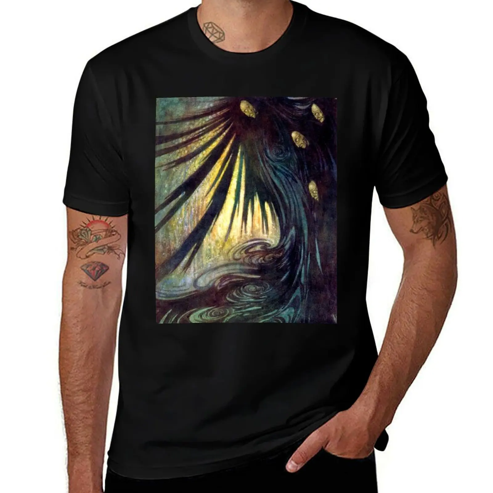 The Haunted Palace - Edmund Dulac for Edgar Allan Poe T-Shirt korean fashion Men's t shirts