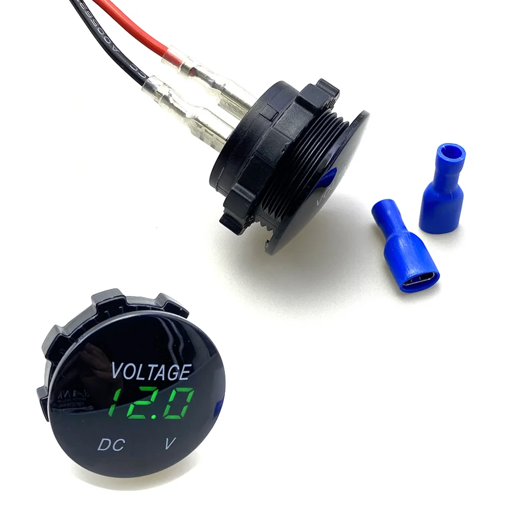 3pcs Round DC3.3-30V  Digital Voltmeter Car Motorcycle LED Voltage Display Gauge Mini Embedded Voltage Monitor Meter