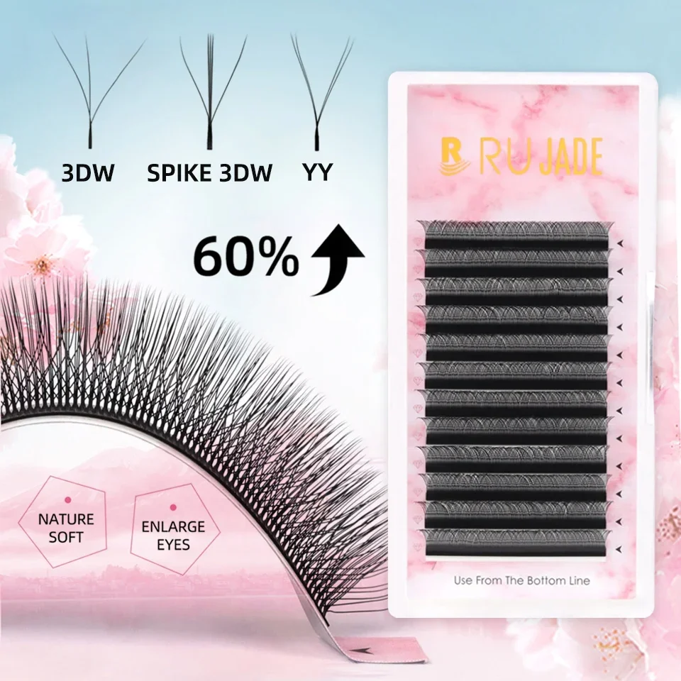 Lashrujade New 2D 3D  4D 5D W Shaped Eyelash Extensions Bloom Automatic Flowering Premade Fans Natural Soft Individual Lashes