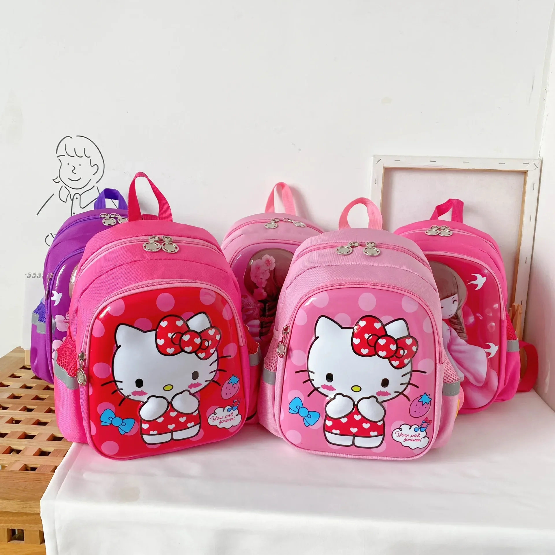 Sanrio Cartoon Hello Kitty Children's Bags Kindergarten Children's Anti-Lost Schoolbag Trenddy Boys and Girls Travel Backpack