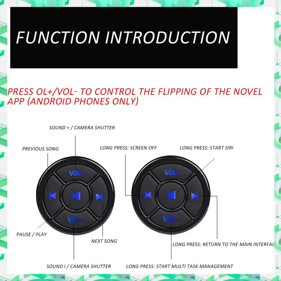 

3C Electron Wireless Bluetooth Media Button Remote Controller Car Motorcycle Bike Steering Wheel Music Play Remote For Phone Tab