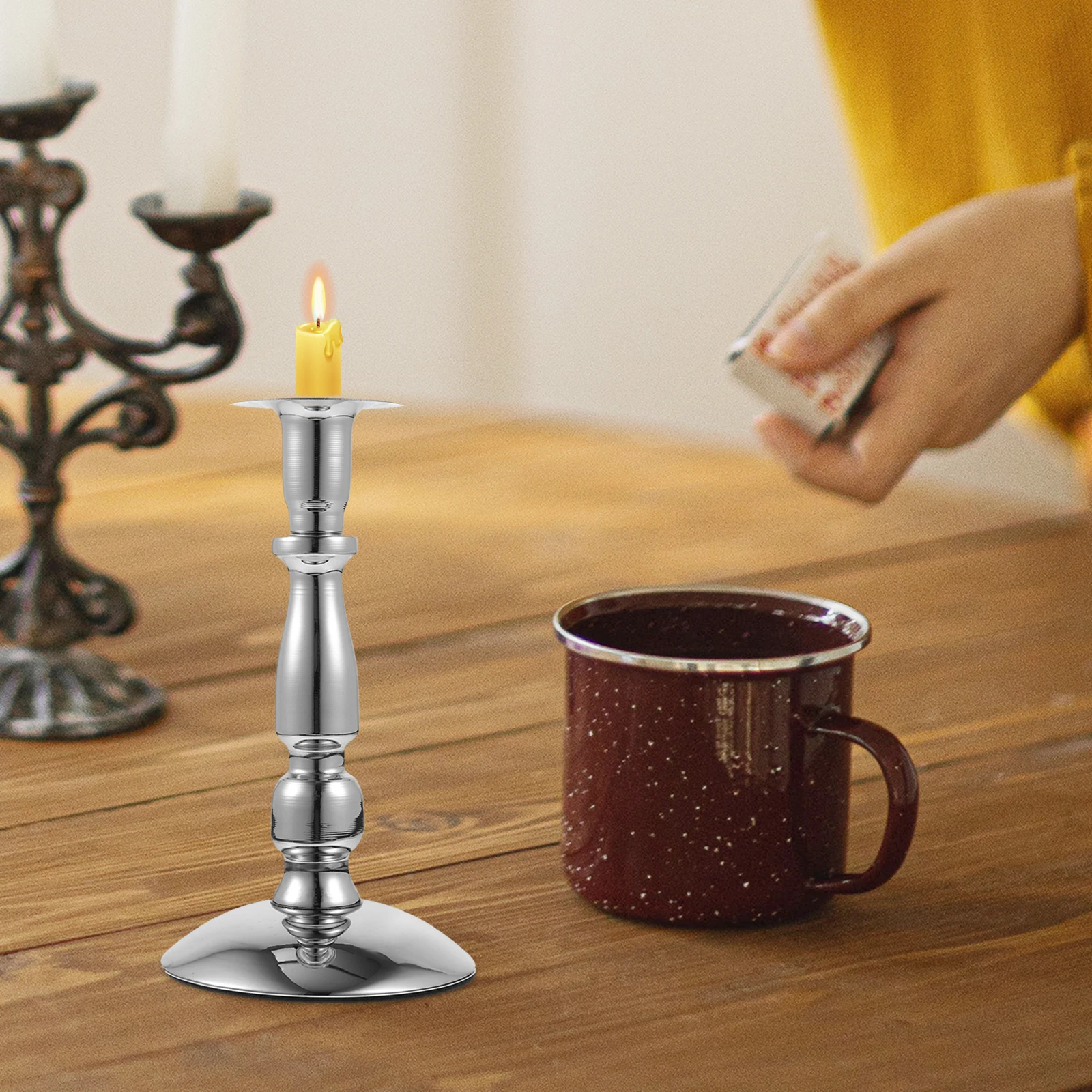 

Metal Candlestick Holder Iron Taper Holder Romantic Wedding Table Centerpiece Living Room Decor