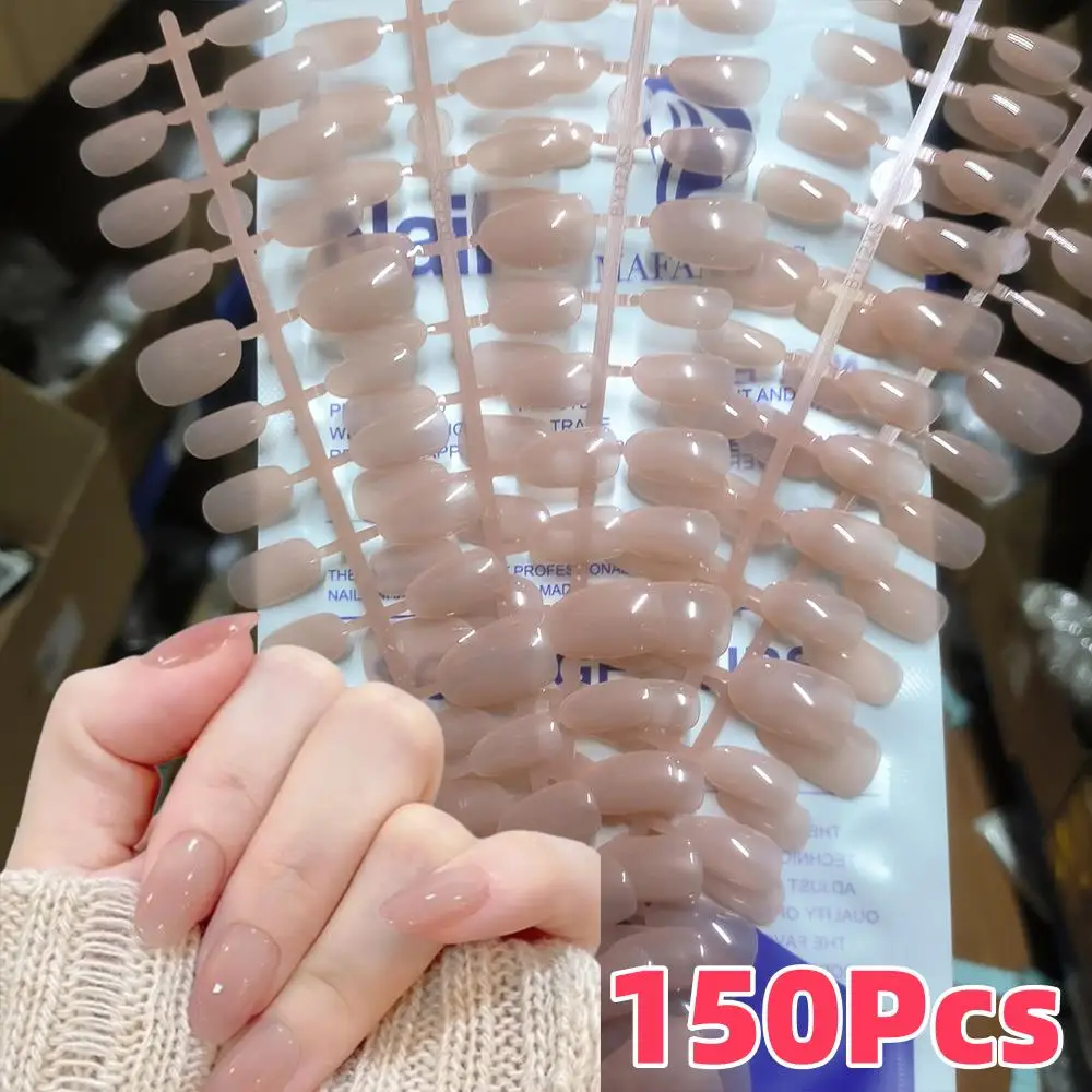 150 قطعة أظافر صناعية بيضاوية قصيرة عارية M/S/XS غطاء كامل اضغط على الأظافر للخريف والشتاء أظافر صناعية يمكن ارتداؤها TD