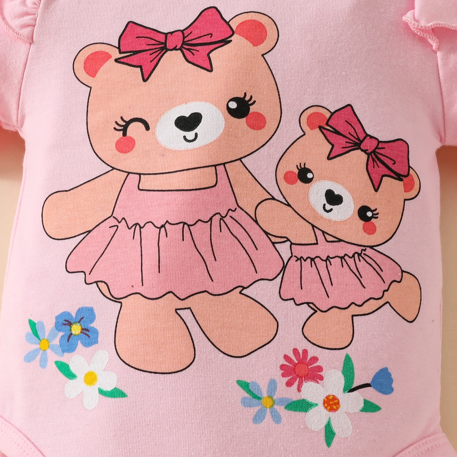 0-2Years Newborn Baby Girl Daily Clothes Set Cartoon Bear Short Sleeve Romper + Shorts with Headband Summer Lovely 3PCS Outfit 0