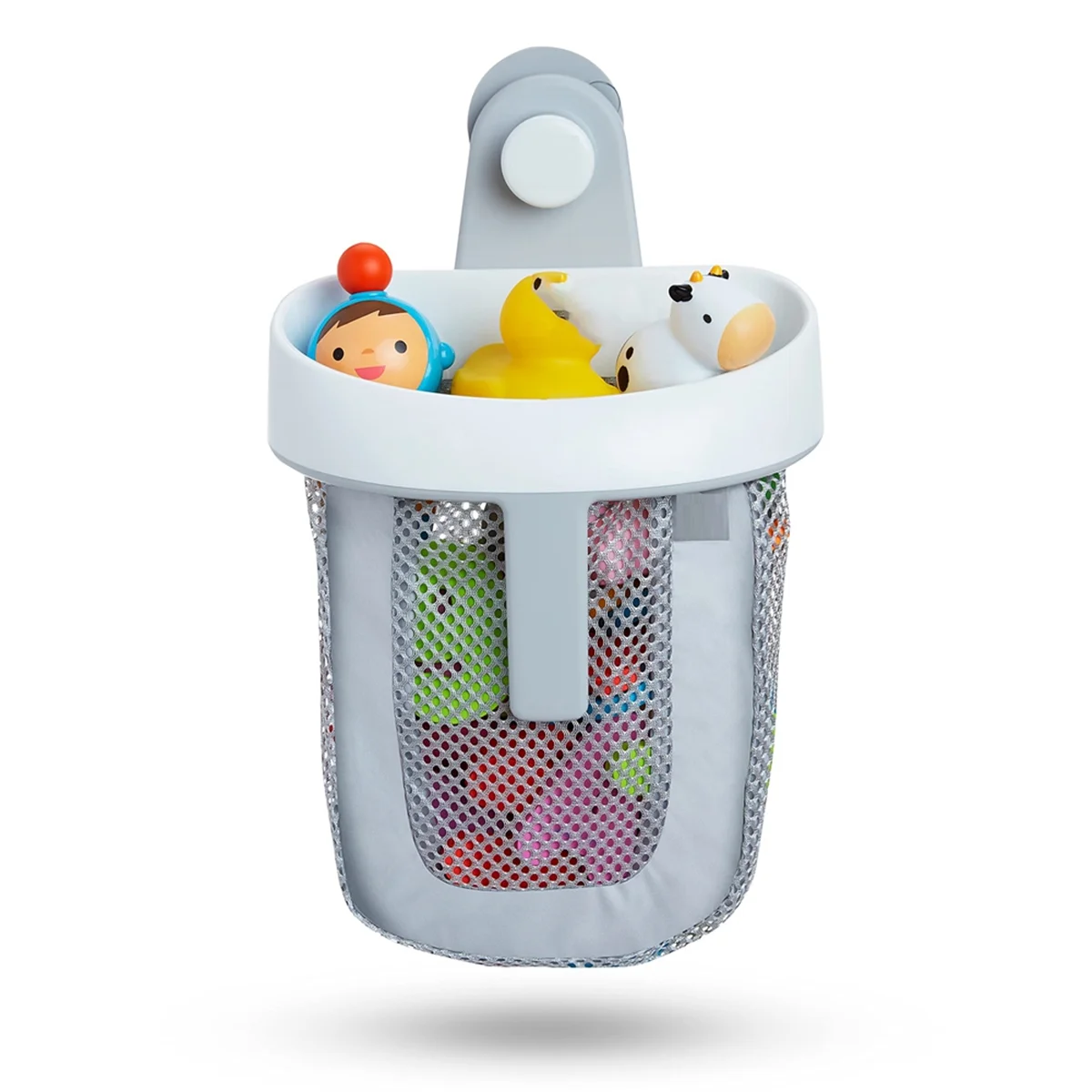 SPOR Hanging Bath Toy Storage with Quick Drying Mesh, White & Gray