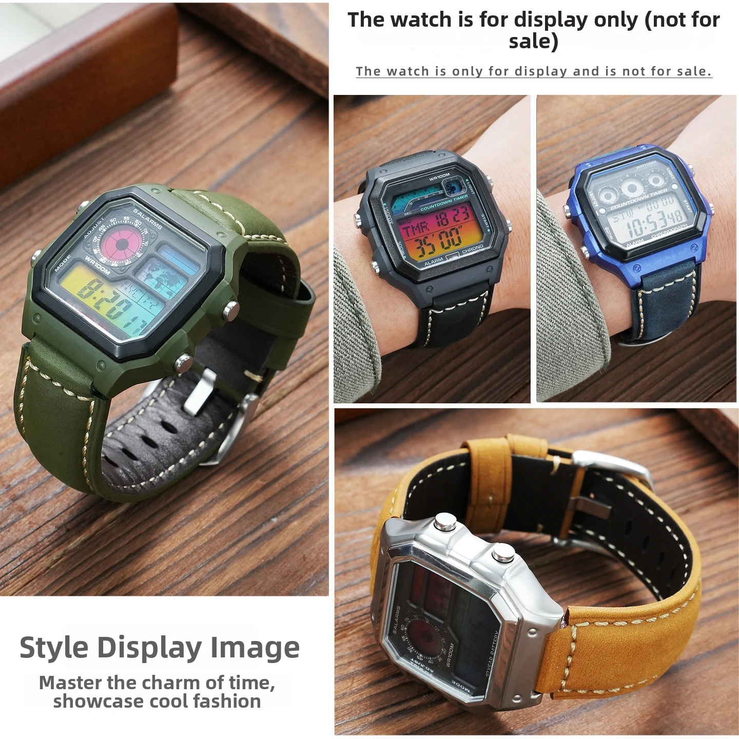 Vintage Frosted Genuine leather strap For Casio AE-1200 AE1300 WS-1600 A158W A168 F91W Cowhide watch band Convex 18mm bracelet
