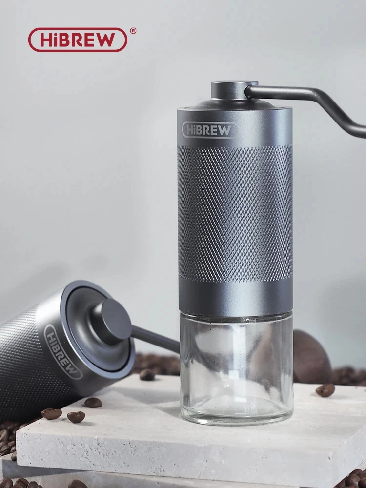 HiBREW Manual Coffee Grinder Portable High Quality Hand Grinder Mill Aluminium With Visual Bean Storage G4