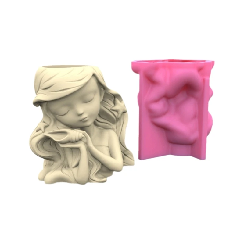 

Conch Girl Gypsum Resin Silicone Molds for Making Succulent Plant Flower Pot K3KF