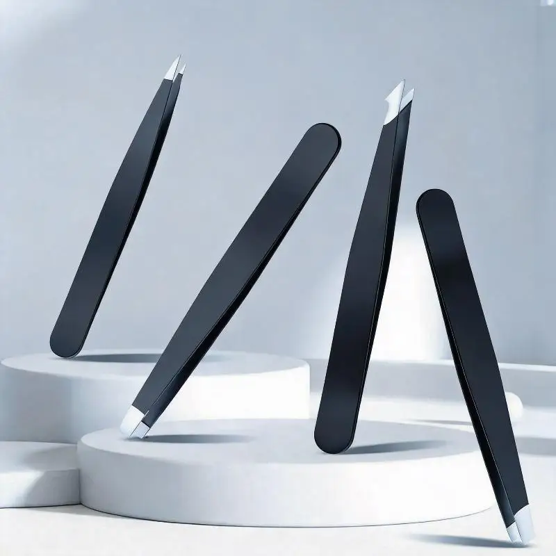 2/4-teiliges Pinzetten-Set aus Edelstahl mit Präzisionsspitzen, rutschfestem Griff, perfekt für die Augenbrauenformung und die Entfernung von Gesichtshaaren – Detail 4