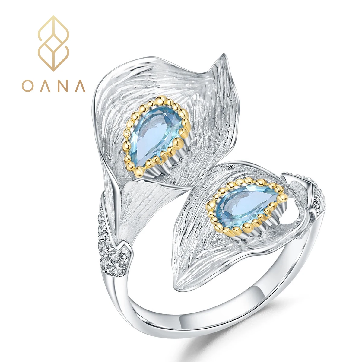 

OANA Italian Craft Jewelry Designer Adjustable Ring Retro Niche Fashion 925 Silver Natural Color Jewelry