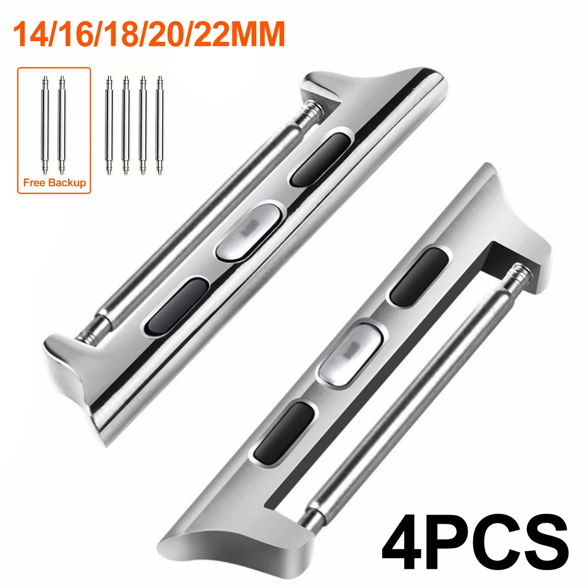 4pcs/Set 14-16-18-20-22mm Width Connector for Apple Watch 49 45 44 42 41 38mm Adapter for iWatch Ultra 9 SE 8 7 6 5 4 3 2 Straps