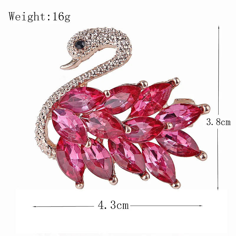 Korean Fashion Cute Alloy Crystal Swan Brooch Pins Female Elegant Rhinestone Bird Animal Casual Party Office Brooches for Women