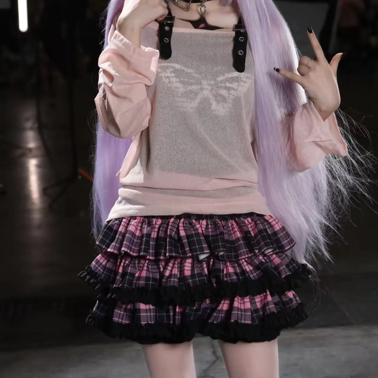 

Y2K Millennium Punk Style Harajuku Short Skirt Cake Type Half Body Anti-Light Sweet Cool Girls' Fashionable Midi Skirt