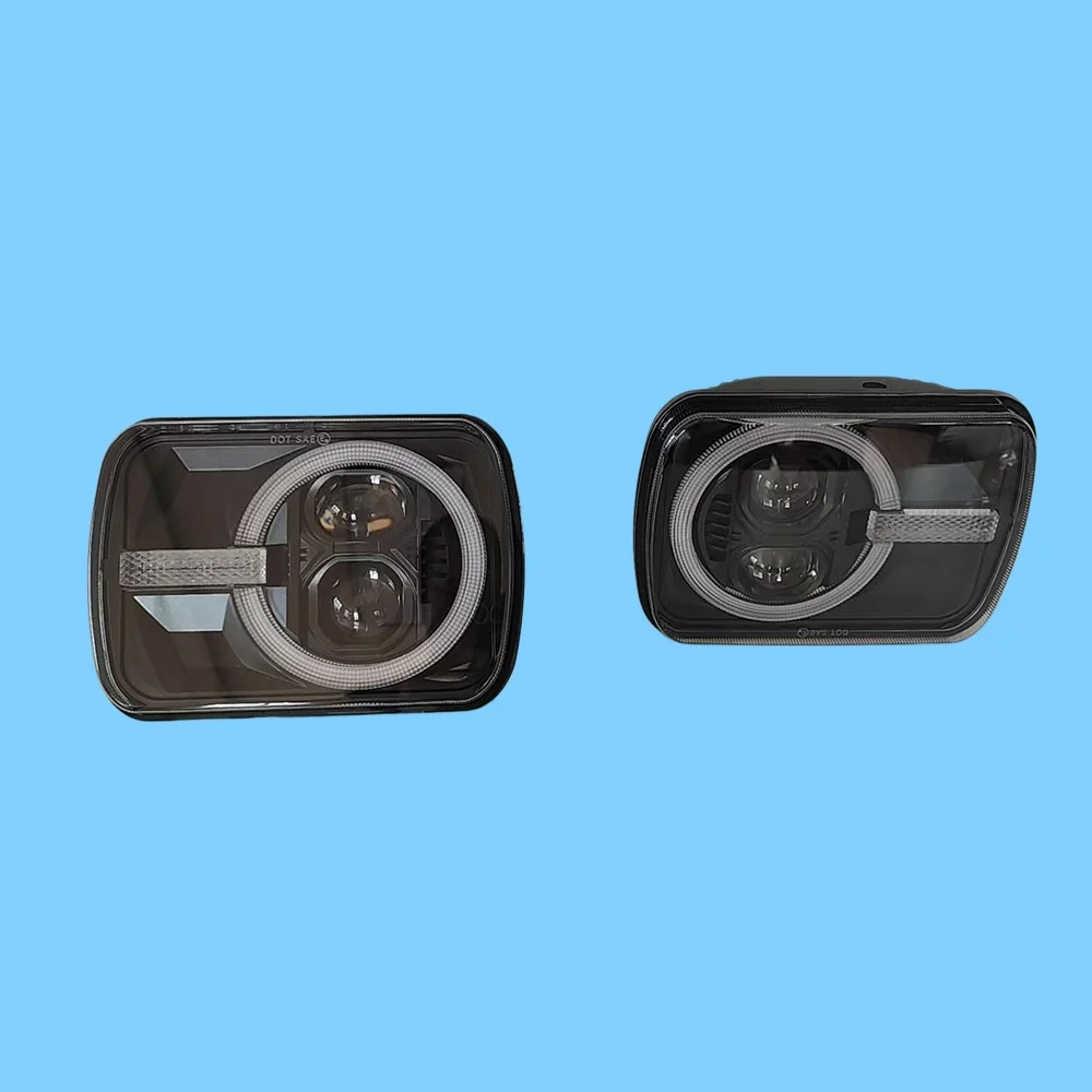 Suitable for Jeep off-road vehicle LED 5X7 rectangular 90W aluminum alloy lens black modified headlights 2PCS
