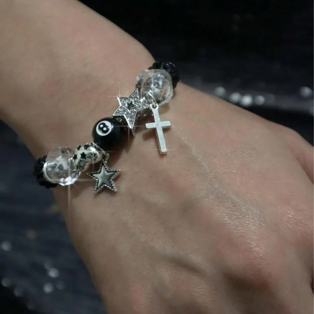 No.8 Ball Bracelet Star Charms Heart Charms Charm Bracelet Personalized Gift Star Cross Bracelet